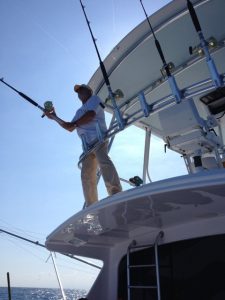 Capt. Coulter Fishing from Upper Deck